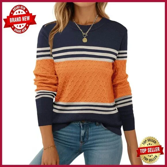 Soft Crewneck Pullover Sweater, Viscose Blend, Fall Casual Wear - Picture 1 of 8